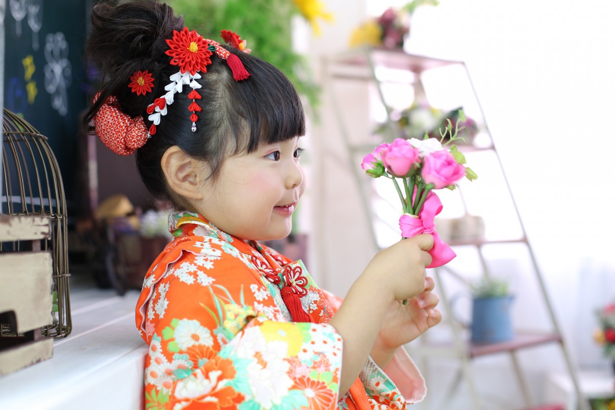 ☆おだんごヘアがかわいい着物姿☆